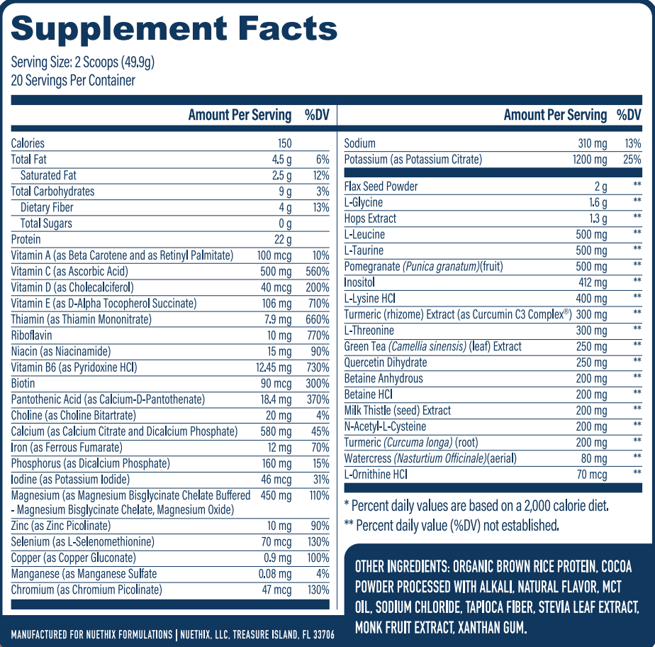 Supplement Facts - Medipure DS - [Rice] Chocolate